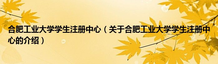 合肥工业大学学生注册中心【关于合肥工业大学学生注册中心的介绍】