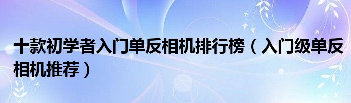 十款初学者入门单反相机排行榜【入门级单反相机推荐】