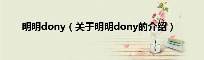 明明dony【关于明明dony的介绍】