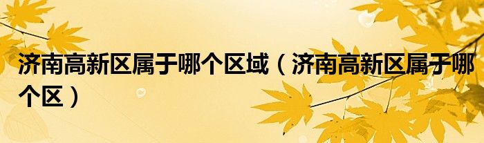 济南高新区属于哪个区域【济南高新区属于哪个区】