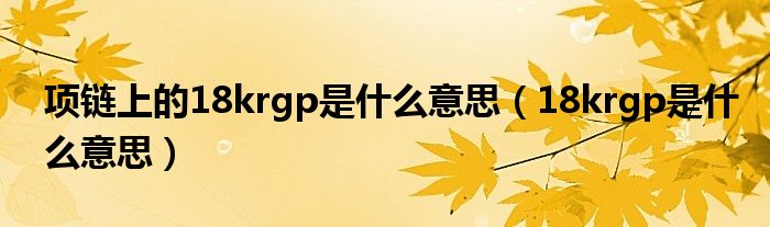 项链上的18krgp是什么意思【18krgp是什么意思】