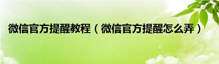 微信官方提醒教程【微信官方提醒怎么弄】