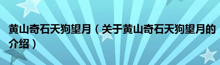 黄山奇石天狗望月【关于黄山奇石天狗望月的介绍】