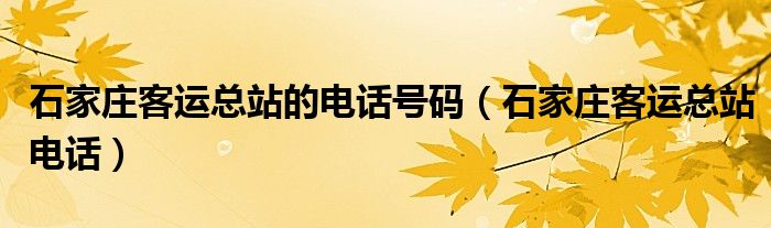 石家庄客运总站的电话号码【石家庄客运总站电话】