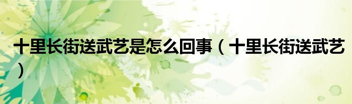 十里长街送武艺是怎么回事【十里长街送武艺】