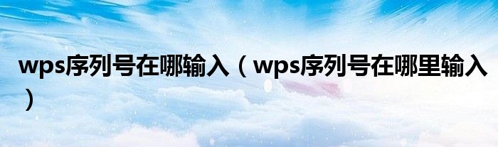 wps序列号在哪输入【wps序列号在哪里输入】