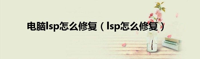 电脑lsp怎么修复【lsp怎么修复】