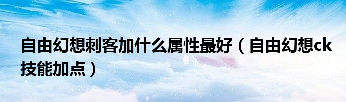 自由幻想刺客加什么属性最好【自由幻想ck技能加点】