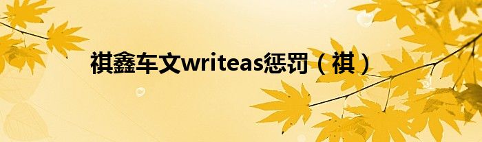 祺鑫车文writeas惩罚【祺】