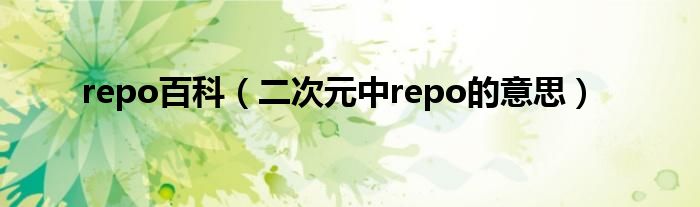 repo百科【二次元中repo的意思】