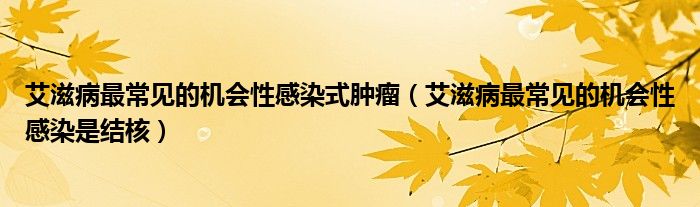 艾滋病最常见的机会性感染式肿瘤【艾滋病最常见的机会性感染是结核】