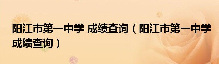 阳江市第一中学 成绩查询【阳江市第一中学成绩查询】