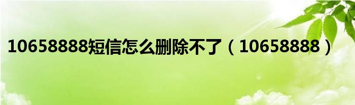 10658888短信怎么删除不了【10658888】