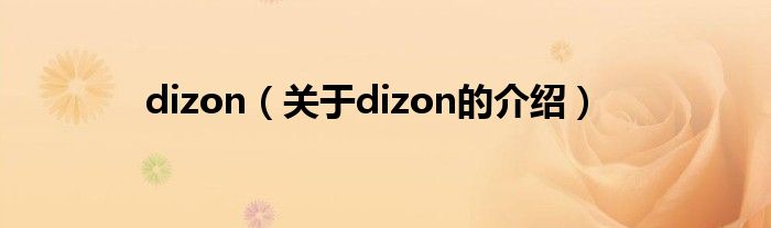 dizon【关于dizon的介绍】