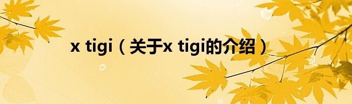 x tigi【关于x tigi的介绍】