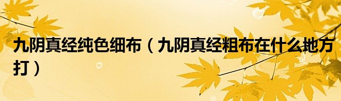 九阴真经纯色细布【九阴真经粗布在什么地方打】