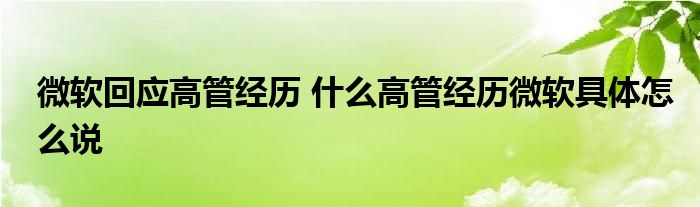 微软回应高管经历 什么高管经历微软具体怎么说