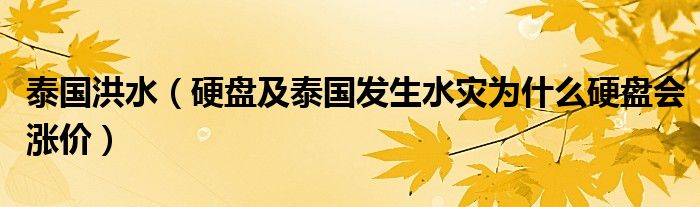 泰国洪水【硬盘及泰国发生水灾为什么硬盘会涨价】