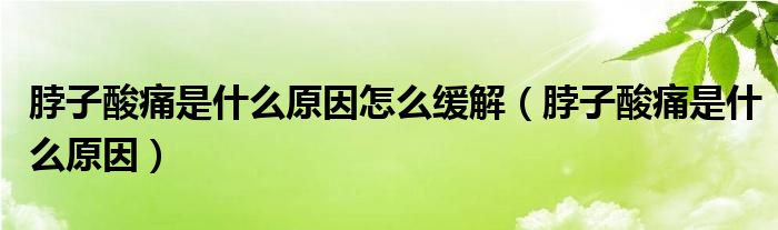 脖子酸痛是什么原因怎么缓解【脖子酸痛是什么原因】