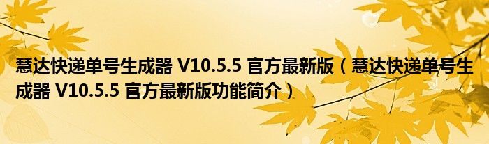 慧达快递单号生成器 V10.5.5 官方最新版【慧达快递单号生成器 V10.5.5 官方最新版功能简介】