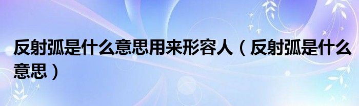 反射弧是什么意思用来形容人【反射弧是什么意思】