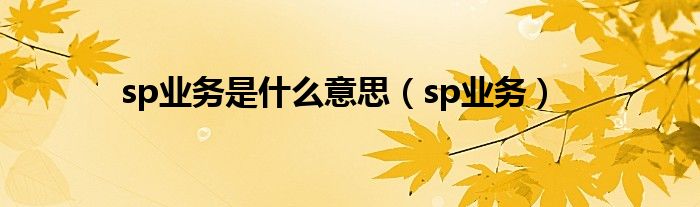 sp业务是什么意思【sp业务】