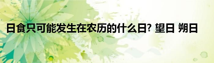 日食只可能发生在农历的什么日? 望日 朔日