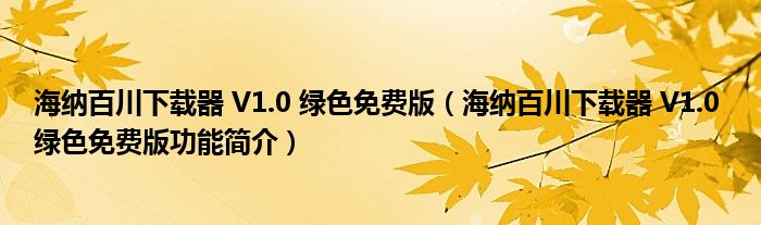 海纳百川下载器 V1.0 绿色免费版【海纳百川下载器 V1.0 绿色免费版功能简介】