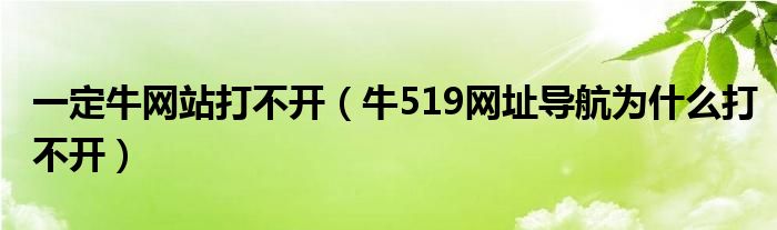 一定牛网站打不开【牛519网址导航为什么打不开】