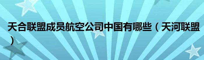 天合联盟成员航空公司中国有哪些【天河联盟】