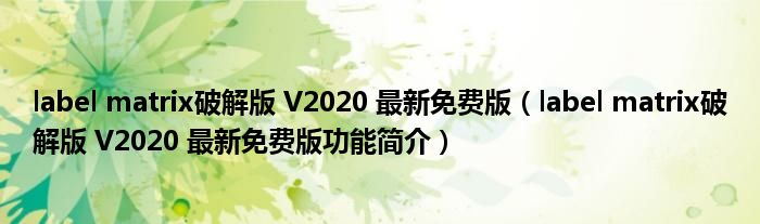 label matrix破解版 V2020 最新免费版【label matrix破解版 V2020 最新免费版功能简介】