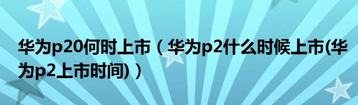 华为p20何时上市【华为p2什么时候上市(华为p2上市时间)】