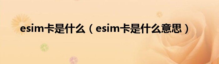 esim卡是什么【esim卡是什么意思】