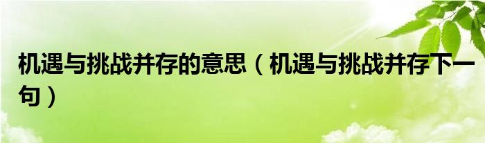 机遇与挑战并存的意思【机遇与挑战并存下一句】