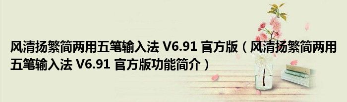 风清扬繁简两用五笔输入法 V6.91 官方版【风清扬繁简两用五笔输入法 V6.91 官方版功能简介】