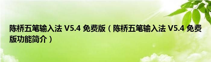 陈桥五笔输入法 V5.4 免费版【陈桥五笔输入法 V5.4 免费版功能简介】