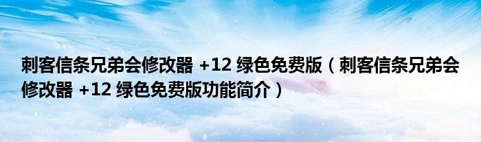 刺客信条兄弟会修改器 +12 绿色免费版【刺客信条兄弟会修改器 +12 绿色免费版功能简介】