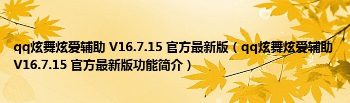 qq炫舞炫爱辅助 V16.7.15 官方最新版【qq炫舞炫爱辅助 V16.7.15 官方最新版功能简介】