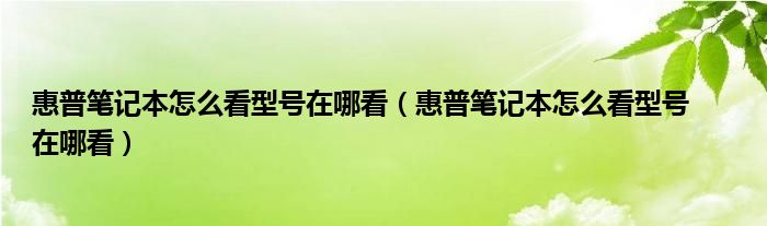 惠普笔记本怎么看型号在哪看【惠普笔记本怎么看型号      在哪看】