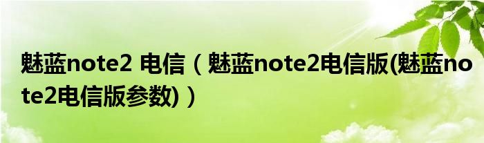 魅蓝note2 电信【魅蓝note2电信版(魅蓝note2电信版参数)】