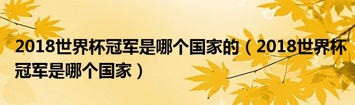 2018世界杯冠军是哪个国家的【2018世界杯冠军是哪个国家】