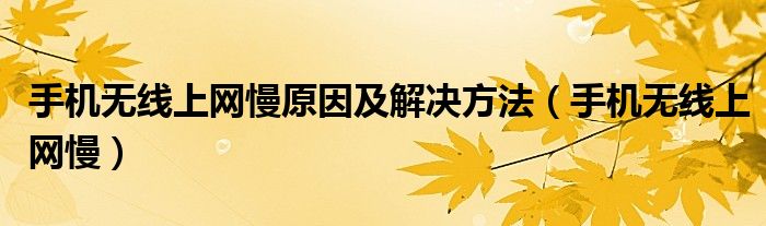 手机无线上网慢原因及解决方法【手机无线上网慢】