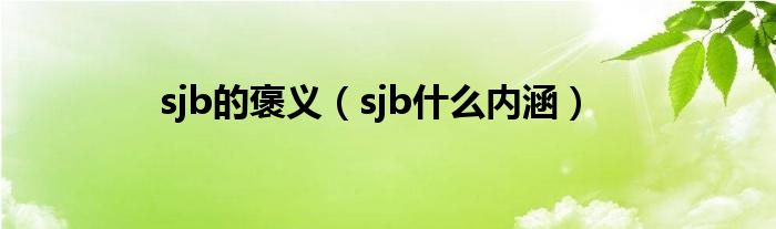 sjb的褒义【sjb什么内涵】