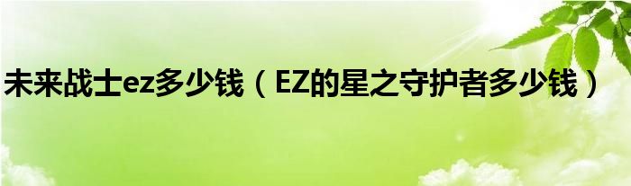 未来战士ez多少钱【EZ的星之守护者多少钱】