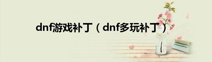 dnf游戏补丁【dnf多玩补丁】