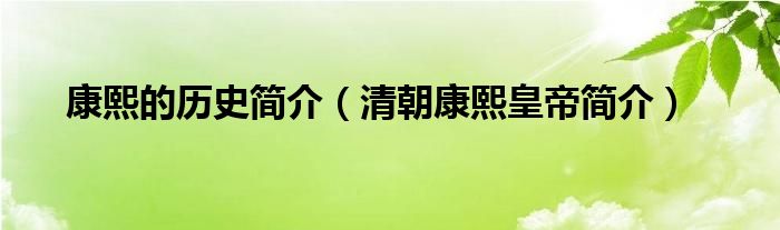 康熙的历史简介【清朝康熙皇帝简介】