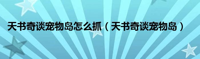 天书奇谈宠物岛怎么抓【天书奇谈宠物岛】