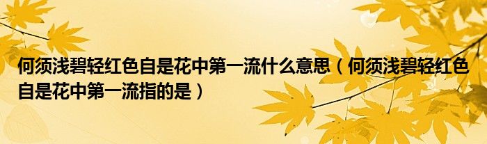 何须浅碧轻红色自是花中第一流什么意思【何须浅碧轻红色自是花中第一流指的是】