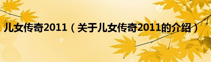 儿女传奇2011【关于儿女传奇2011的介绍】