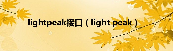 lightpeak接口【light peak】